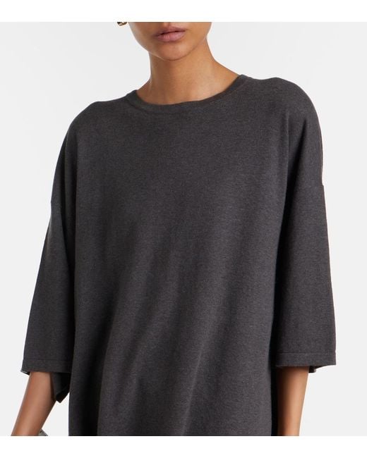 Lisa Yang Gray Agnette Cotton And Cashmere Sweater