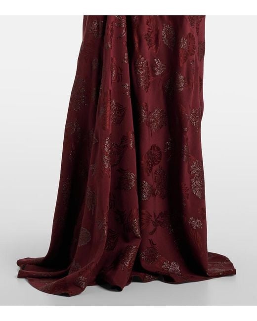 Robe Longue Corset A Fleurs Metallisees Markarian en coloris Purple
