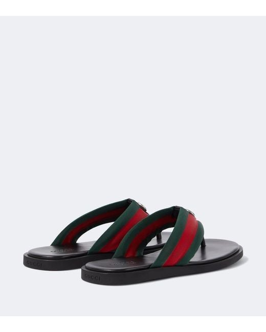 Gucci Blue Gg Web Stripe Slides for men