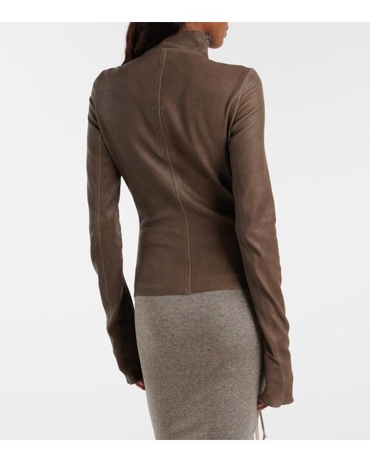 Rick Owens Brown Gary Leather Jacket