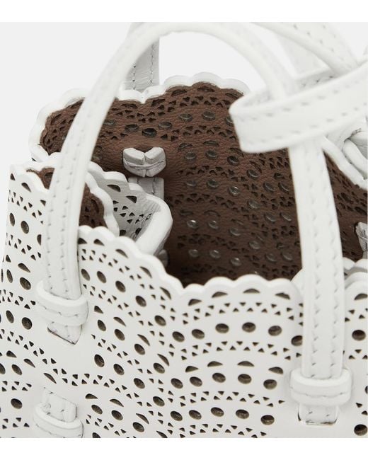 Alaïa White Mina Mini Leather Crossbody Bag