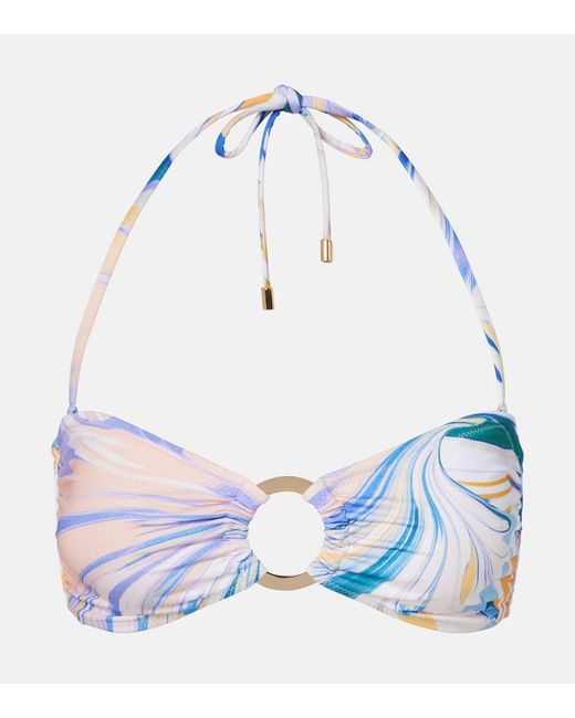 Alexandra Miro Blue Carlotta Printed Bandeau Bikini Top