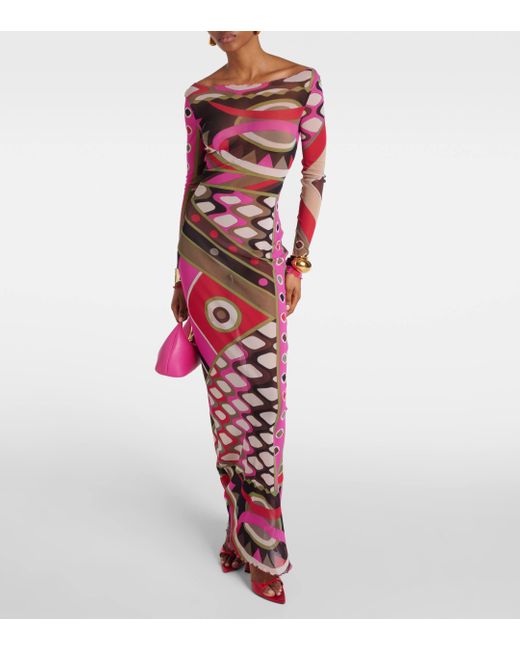 Emilio Pucci Pink Vivara-printed Maxi Dress