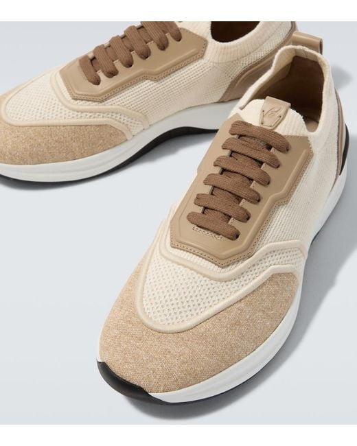 Brioni White Leather-Trimmed Sneakers for men