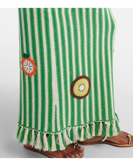 ALÉMAIS Green Sundae Crochet Embroidered Cotton Maxi Skirt