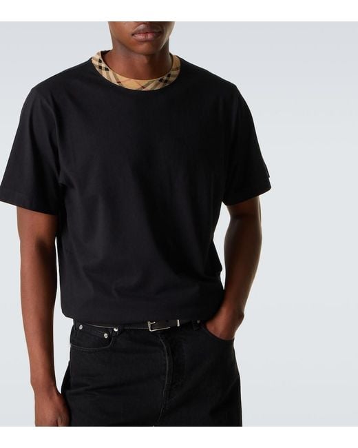 Burberry Black Check Cotton Jersey T-Shirt for men