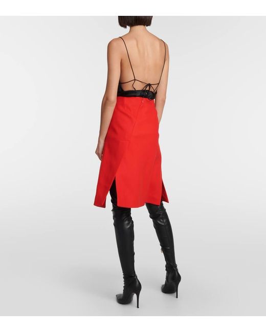 Stella McCartney Red Asymmetric Wool Skirt