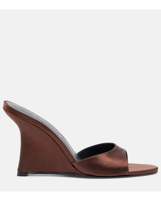 Staud Brown Brigitte Satin Wedge Mules