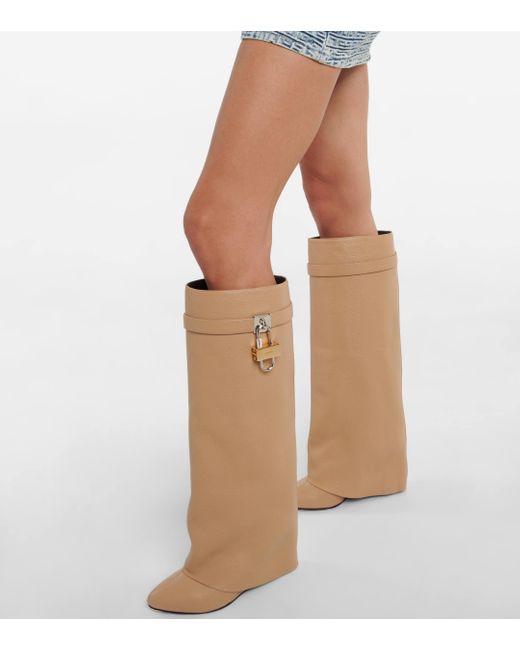 Givenchy Natural Shark Lock Leather Knee-high Boots