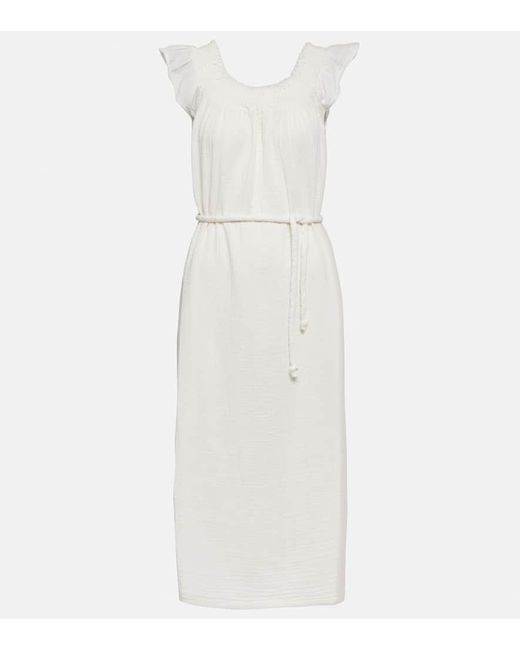 Velvet White Midikleid Justine Aus Baumwolle