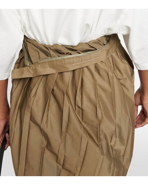MM6 by Maison Margiela Green Pleated Midi Skirt