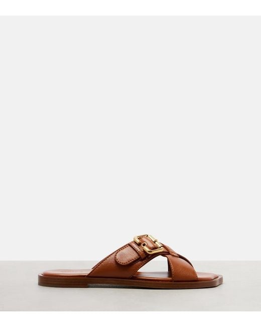 Chloé Brown Nil Leather Slides