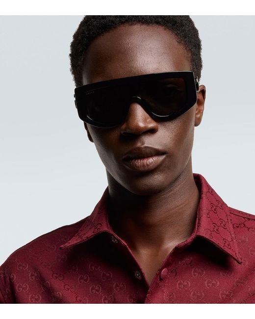 Gucci Black Double G Flat-Top Sunglasses for men