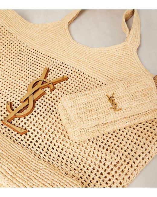 Saint Laurent Natural Icare Maxi Raffia Tote Bag