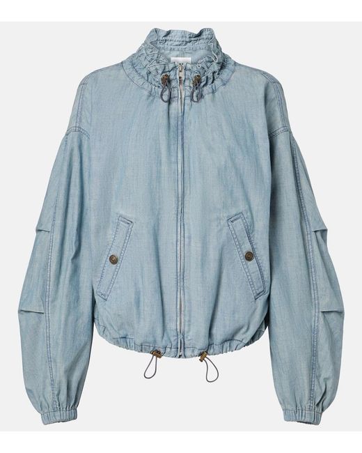 Isabel Marant Blue Plume Chambray Bomber Jacket