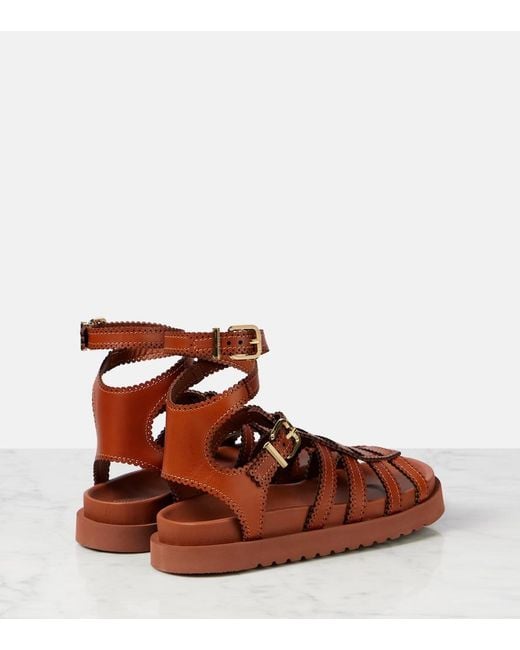 Zimmermann Brown Goldie Leather Gladiator Sandals