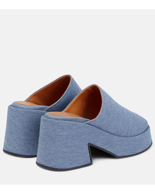 Ganni Blue Platform Denim Mules