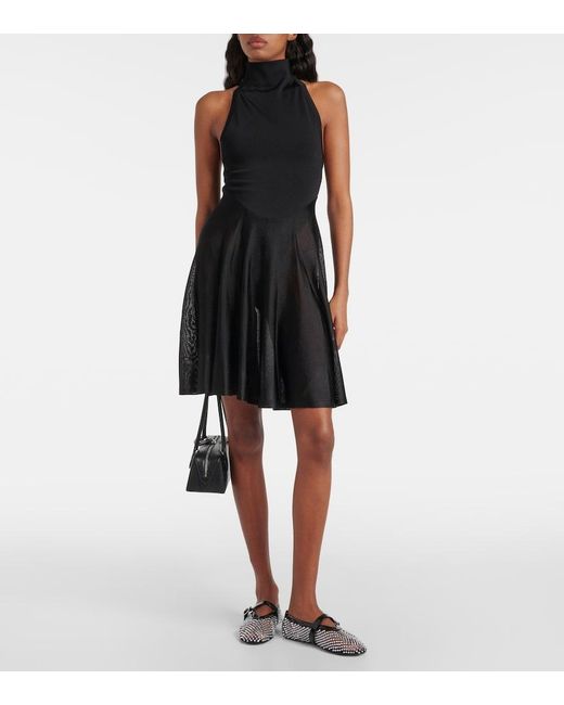 Alaïa Black Jersey And Mesh Minidress