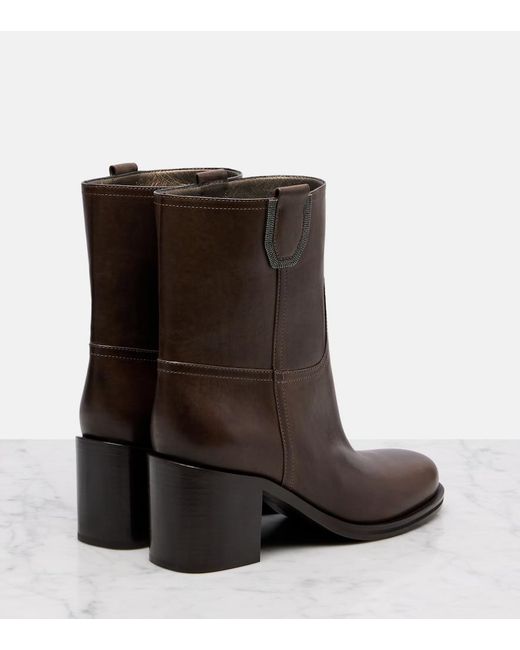Brunello Cucinelli Brown Leather Ankle Boots