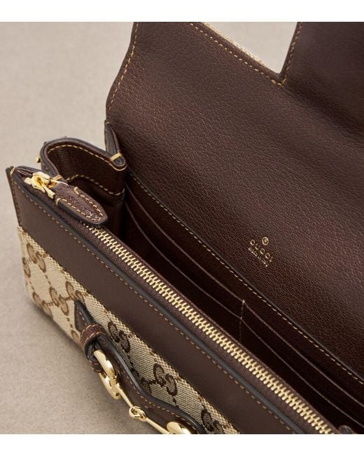 Gucci Brown Horsebit Gg Canvas Wallet On Chain