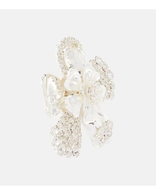 Magda Butrym White Floral Crystal-embellished Earrings