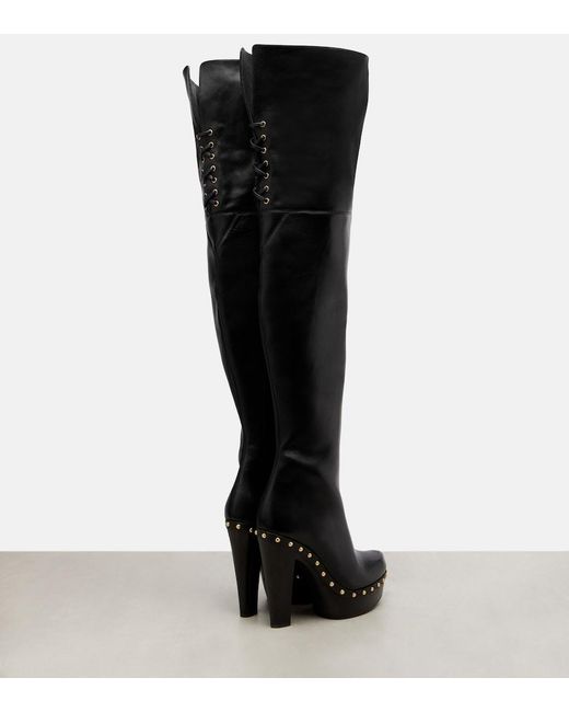 Chloé Black Lola Studded Leather Over-The-Knee Boots