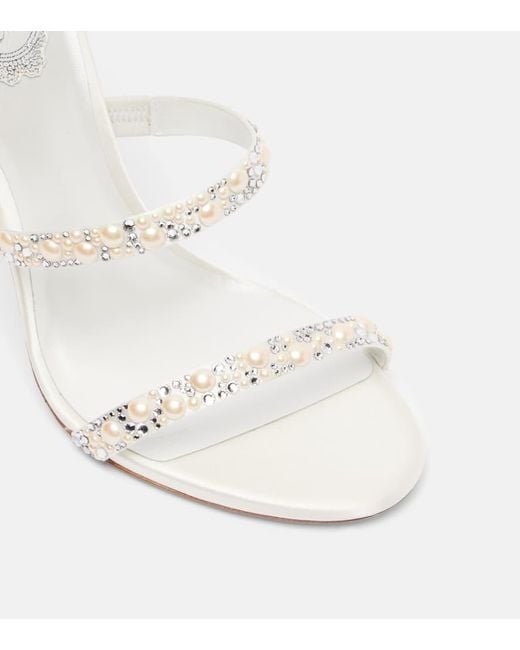 Sandalias Cleo 105 De Saten Adornadas Rene Caovilla de color White