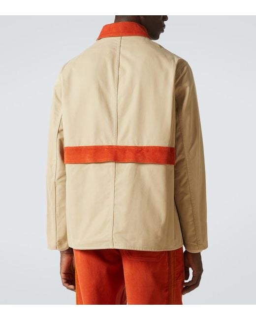 Bode Orange Corduroy-Trimmed Cotton Twill Field Jacket for men