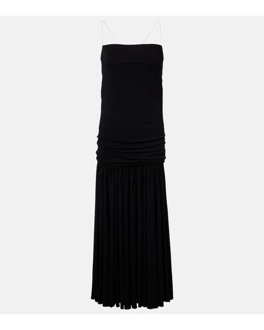 Jacquemus Black Abiha Gathered Jersey Midi Dress