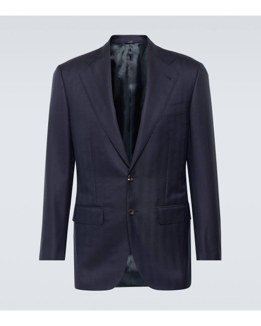 Thom Sweeney Blue Wool Suit Jacket for men