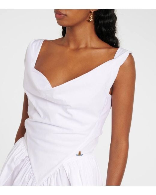 Vivienne Westwood White Sunday Gathered Cotton-Poplin Dress