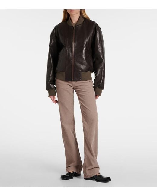 The Row Black Morisel Leather Bomber Jacket