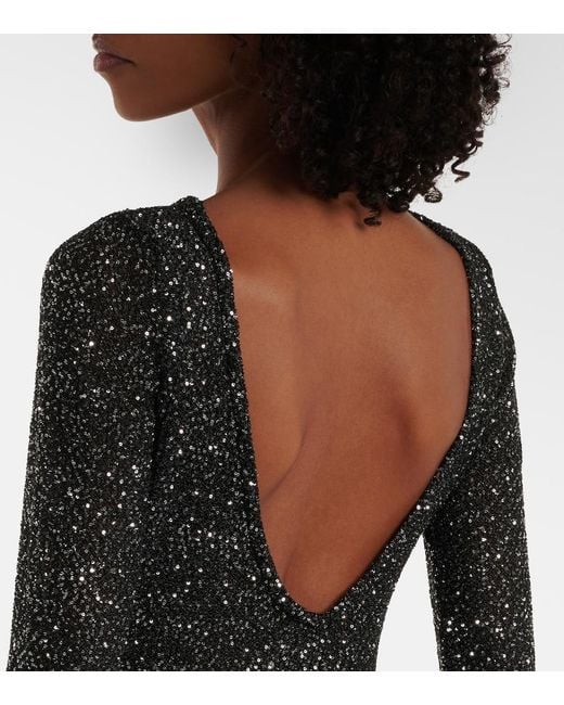 Alessandra Rich Gray Sequined Open-Back Gown