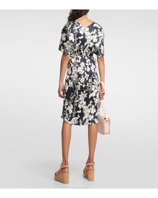 Vince Black V-Neck Floral Belted Minidress