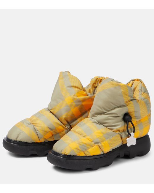 Burberry Yellow Check Pillow Boots