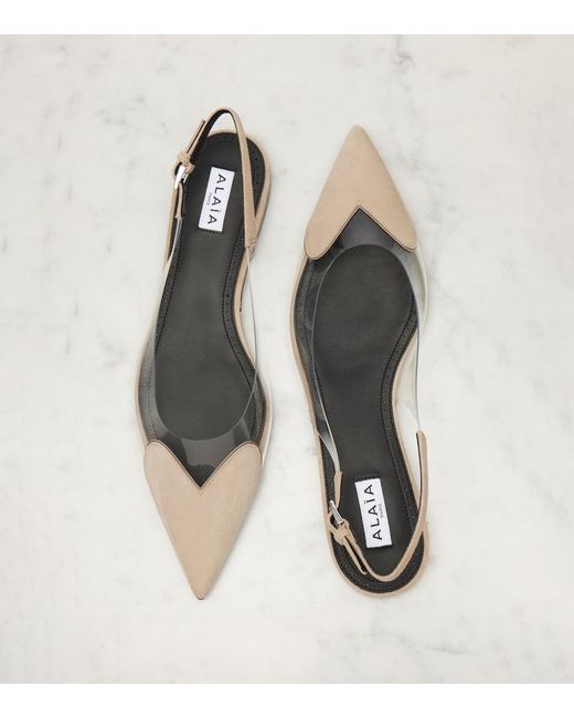 Alaïa White Cour Suede And Pvc Slingback Ballet Flats
