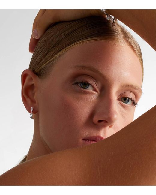 Mikimoto White 18Kt Drop Earrings With Akoya Pearls And Diamonds