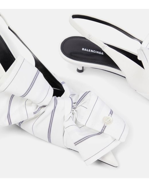 Balenciaga White Knife 40 Leather Slingback Pumps