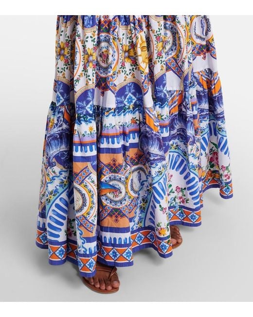 Camilla Blue Floral Cotton Maxi Dress
