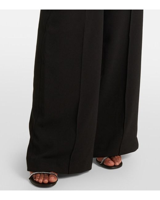 Solace London Black Perla Ruffled Satin-Trimmed Jumpsuit