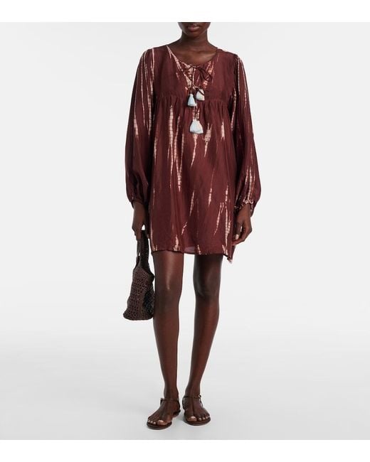 Anna Kosturova Red Hailey Tie-Dye Silk Minidress