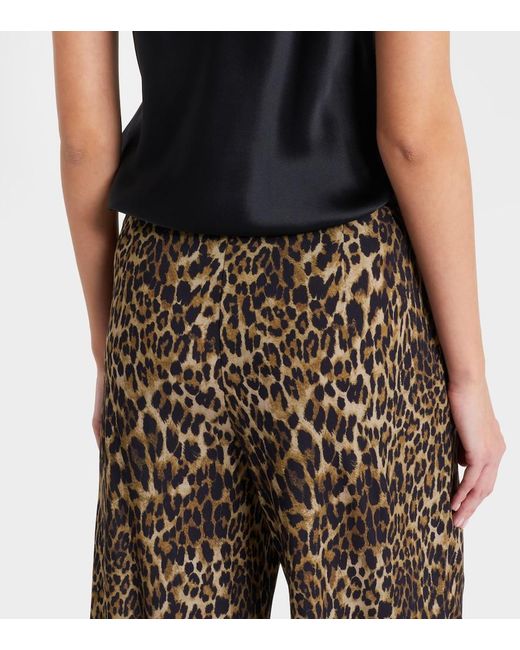 Nili Lotan Brown Adriel Leopard-Print Wide-Leg Pants