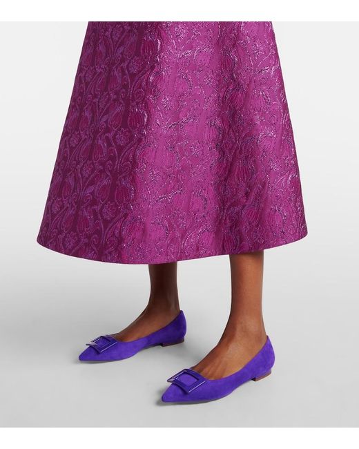 Roger Vivier Purple Gommettine Suede Ballet Flats
