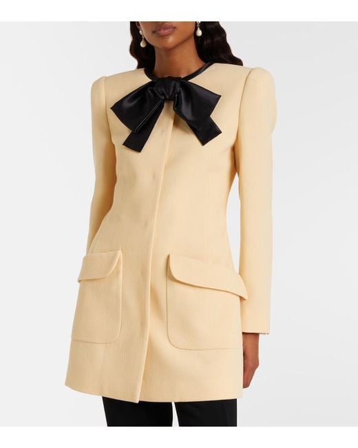 Valentino Natural Tie-Neck Virgin Wool Coat