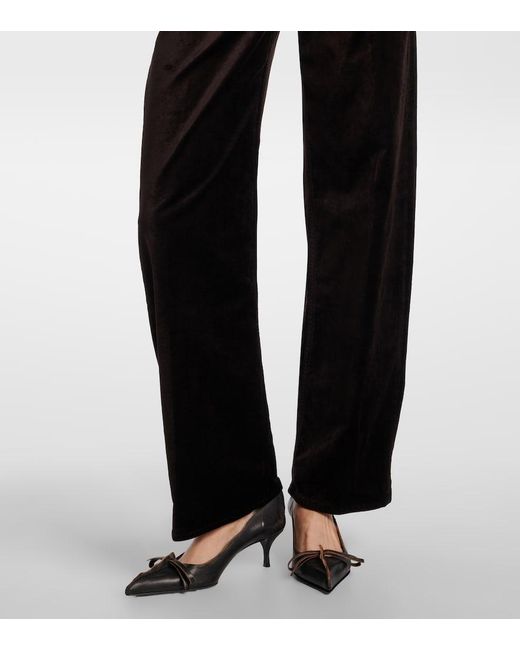 Citizens of Humanity Black Ayla Cotton-Blend Velvet Straight Pants