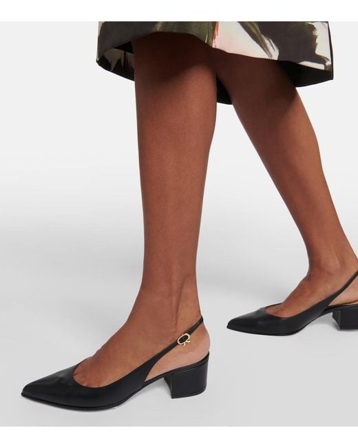Gianvito Rossi Blue Piper Leather Slingback Pumps