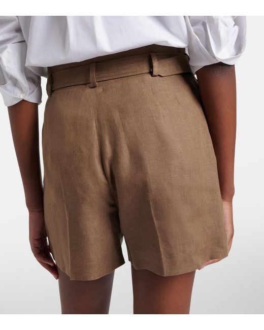 Ralph Lauren Brown Denise Belted Linen Shorts