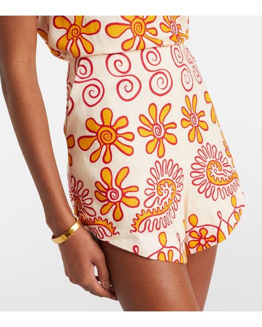 Shorts Bahamas De Lino Estampados Cala De La Cruz de color White