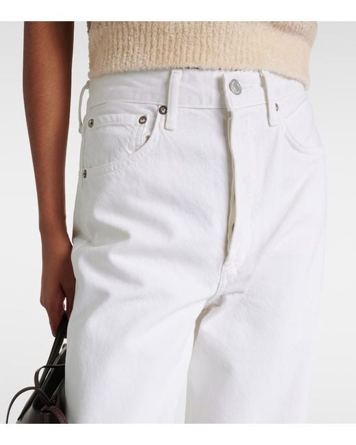 Agolde White Dame Jean High-Rise Wide-Leg Jeans