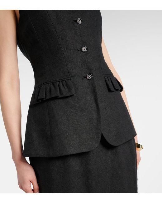 Posse Black Matilda Ruffled Linen Vest